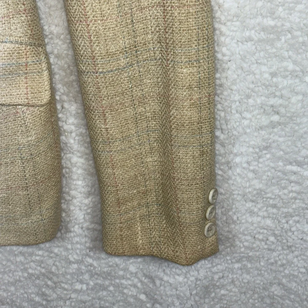 Vtg Country Britches Women Coat Size pit to pit 34Plaid Beige‎